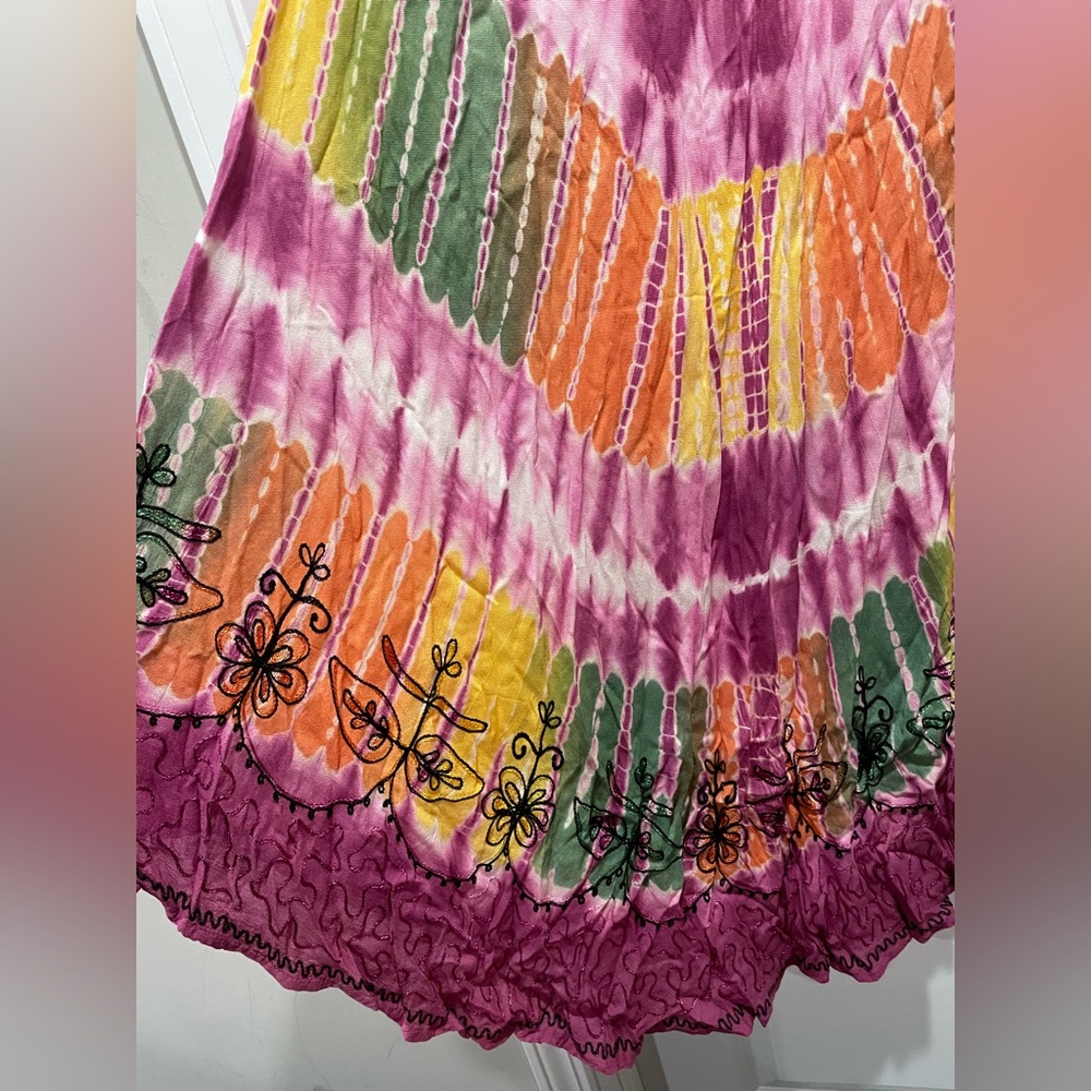 NEW ADVANCE India Bohemian Tie dye Embroidered Dress Free Size One Size - Picture 5 of 5